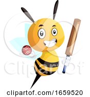 Poster, Art Print Of Bee Playing Cricket