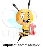 Poster, Art Print Of Bee Drinking Juice Smiling