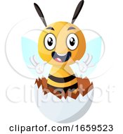 Poster, Art Print Of Bee Waving From Cracked Egg