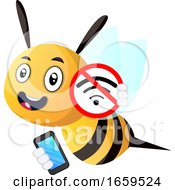 Poster, Art Print Of Bee Holding A Phone No Wifi