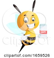 Poster, Art Print Of Bee Pointing On The Milk