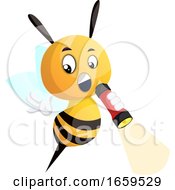 Bee Holding Flashlight
