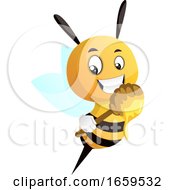 Poster, Art Print Of Bee Holding Honey Dipper