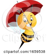 Poster, Art Print Of Bee Holding Umbrella