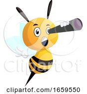 Poster, Art Print Of Bee Looking Through Telescope