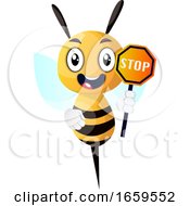 Poster, Art Print Of Bee Caring Stop Sign