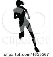 Poster, Art Print Of Runner Racing Track And Field Silhouette
