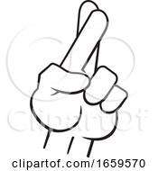 Cartoon Black And White Male Hand With Crossed Fingers