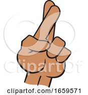 Poster, Art Print Of Cartoon Black Male Hand With Crossed Fingers