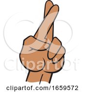 Poster, Art Print Of Cartoon Black Female Hand With Crossed Fingers