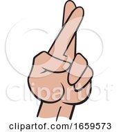 Cartoon Hispanic Female Hand With Crossed Fingers