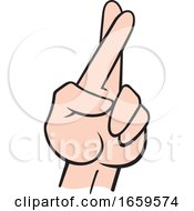 Poster, Art Print Of Cartoon White Female Hand With Crossed Fingers