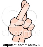 Poster, Art Print Of Cartoon White Male Hand With Crossed Fingers
