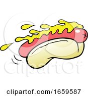 Cartoon Foot Long Hot Dog With Mustard by Johnny Sajem