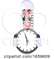Poster, Art Print Of Thermometer With Clock