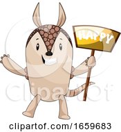 Poster, Art Print Of Armadillo With Happy Sign