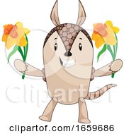 Poster, Art Print Of Armadillo With Flowers