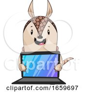 Poster, Art Print Of Armadillo Holding Lap Top