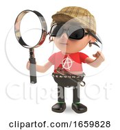 Clever Detective Punk Rocker With Spikey Hair And Deerstalker Hat Holding A Magnifying Glass Looking For Clues by Steve Young