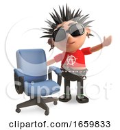 Friendly Punk Rocker With Spikey Hair Has A Vacant Office Chair