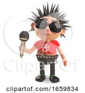 Rotten Punk Rocker With Spikey Hair Sings Into The Microphone