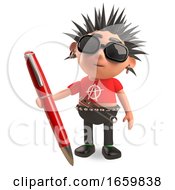 Distracted Punk Rocker With Spikey Hair With A Red Pen by Steve Young