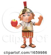 Cartoon Roman Centurion Soldier Enjoys Eating A Healthy Apple by Steve Young