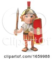 Serious 3d Roman Legionnaire Centurion Soldier With Sword Drawn by Steve Young
