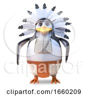 Noble Native American Indian Chief Penguin Stands Resolute by Steve Young