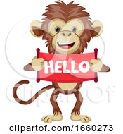 Poster, Art Print Of Monkey With Hello Sign