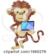 Poster, Art Print Of Monkey With Lap Top