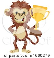 Poster, Art Print Of Monkey Holding Trophy