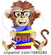 Poster, Art Print Of Monkey With Books