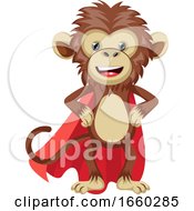 Poster, Art Print Of Monkey With Red Cape