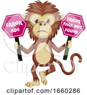 Poster, Art Print Of Monkey With 404 Error Sign