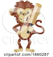 Poster, Art Print Of Monkey With Cricket Bat