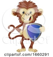 Poster, Art Print Of Monkey With Shield