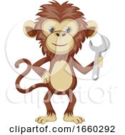 Poster, Art Print Of Monkey Holding Wrench