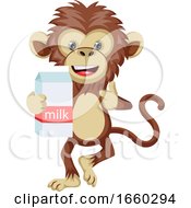 Poster, Art Print Of Monkey With Milk