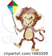 Poster, Art Print Of Monkey Playing With Flying Kite