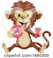 Poster, Art Print Of Monkey With Donut