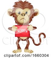 Poster, Art Print Of Monkey With Sorry Sign