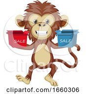 Poster, Art Print Of Monkey Holding Sale Boxes