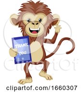 Poster, Art Print Of Monkey With Thank You Sign