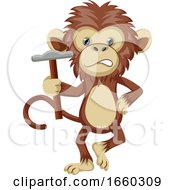 Poster, Art Print Of Monkey Holding Hammer
