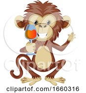 Poster, Art Print Of Monkey With Glass Of Wine