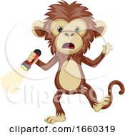 Poster, Art Print Of Monkey With Flashlight