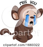 Poster, Art Print Of Crying Cute Monkey Saying Miss You