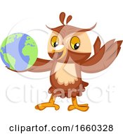 Poster, Art Print Of Owl With Globe