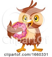 Poster, Art Print Of Owl Eating Donut